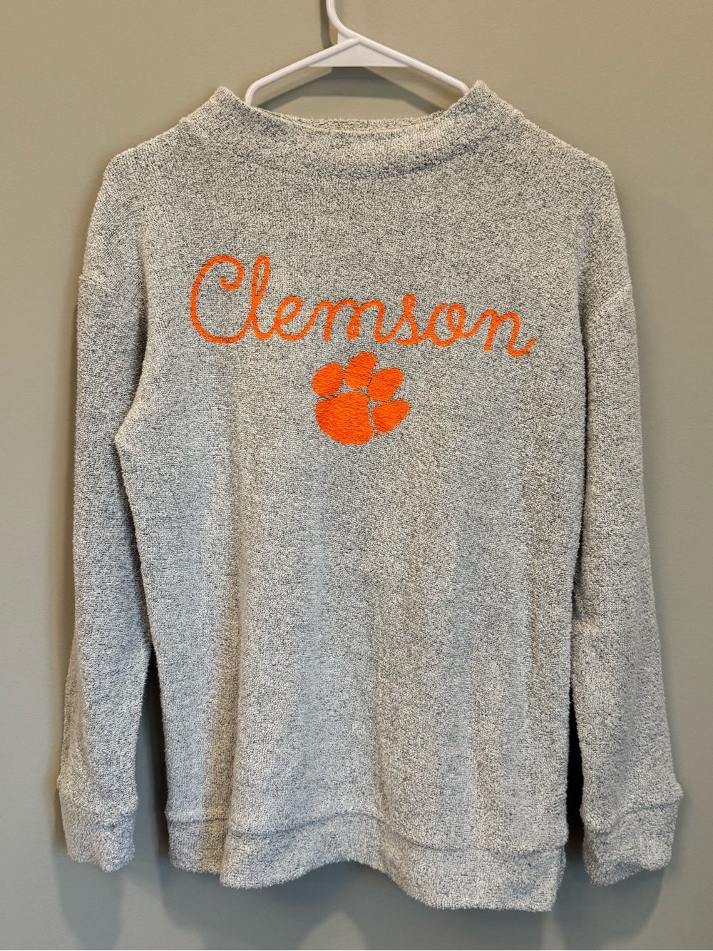 Pressbox Clemson Tigers Cozy Grey Pullover Sweatshirt | Small